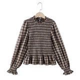 MQTIME  -  Women's Fold Design Unique Blouse Spring Autumn Female Stand Up Collar Long Sleeve Shirt Tops Fashion Casual Elegant Lady Blouse