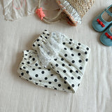 MQTIME  -   Girls Dot Printed Pants Summer Kids Lace Decoration Wide-leg Trousers Flower Waist Pants Spring Children Clothes 2-10 Years