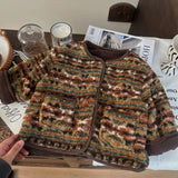 MQTIME  -  New Winter Infant Baby Girls Woolen Jacket Colorful Jacquard Thicken Warm Kids Girls Coat Round Neck Toddler Girl Outerwear Coat