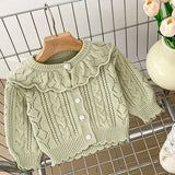  MQTIME  -  New Autumn Infant Baby Girls Knitting Cardigan Long Sleeved Solid Color Newborn Baby Girls Sweater Coat Children Clothes