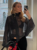  MQTIME  -  Polka Dot Printed Women Shirt Autumn New Bow Tied Blouse Woman Tops Lady Ruffles Long Sleeve Loose Elegant Blouses Top ﻿