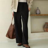 MQTIME  -  Fashion Straight Pants Double-Faced Fleece High Waisted Solid Wide Leg Trousers Winter Casual Street Commuting Women's Clothes
