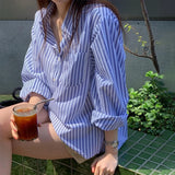 MQTIME  -  Korean Sle Women's Long Sve irt Inner Wear Base Layer Stripe Overlap Spring Autumn New Arrival Commute Top