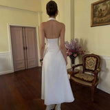  MQTIME  -  New Women's Clothing Neck Long Dress Waist Button Adjustment Holiday Style Dress Women