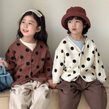 MQTIME  -  Baby Children's Jacket 1-8Y Korean New Polka Dot V-Neck Coat for Boys Girls 2025 Sring  Kid's Outwear Loose Casual Cardigan Top