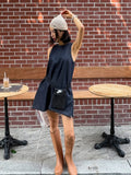 MQTIME  -  Casual Denim Vest Dress Women Korean Chic O Neck Lace Up Sleeveless Loose A-line Short Dresses Summer Fashion Vestidos