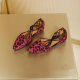 MQTIME  - 2024 New Sexy Leopard Single Shoes Women Pointed Shallow Mouth Buckle Hollow Shoes Flats Zapatos De Mujer 41-43 Large Size