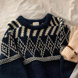  MQTIME  -  Kids Sets New Autumn Winter Sweaters Wide Leg Pants Warm Baggy Simple Style