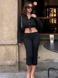  MQTIME  -  Elegant Women's Polka Dot Short Tulle Shirt Summer Lapel Long Sleeve Hem Drawstring Translucent Top Female Street Blouse