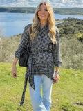MQTIME  -  Spring New Plaid Long Sleeve Scarf Shirts Women Casual Turn-down Collar Single Breasted Blouse Shirts Female Chic Tops New
