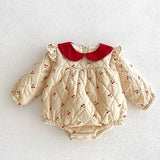 MQTIME  -  New Winter Toddler Baby Girl Thicken Warm Romper Long Sleeved Hooded Print Baby Jumpsuit Children Thicken Warm Clothes