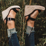 MQTIME  -  Women's Sandals Wedge Heel Summer Shoes Rome Style Peep Toe Sandals