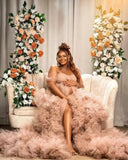 MQTIME  -  Puffy Ruffles Tulle Maternity Dresses To Photo Shoots Fluffy Tulle Robe Bridal Prom Gowns Women Dress Long Layered Elegant