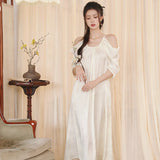 MQTIME  -  Summer Lingerie Sleep Wear Apricot Nightdress Clothes Women French Nightgowns Sexy Nightwear