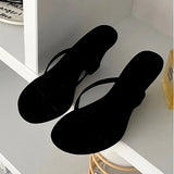 MQTIME  -  French Retro High-heeled Women's Shoes Toe Sandals Women's Summer Thick Heels Wear Cool Slippers
