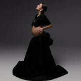 MQTIME  -  Magic Black Maternity Dresses and Skirt 2 Pieces Cape Outfit Maternity Dress Photoshoot Pregnancy Gown Babyshower Dress 2 pcs