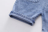 MQTIME  -  2Piece Summer Toddler Boy Outfits Korean Fashion Stripe Short Sleeve Cotton Baby Tops+Denim Overall Boutique Kids Clothing B071