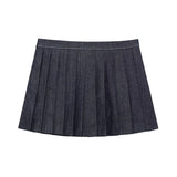 MQTIME  -  Women Pleated Skirt Set 2 Piece Autumn Women Denim Bomber Jacket Hight Street Side Zipper Sexy Short Skirt Set Women Outfit