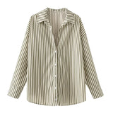 MQTIME  -  Spring Summer New Blouses Long Striped Shirt Women Long Sleeve Casual Shirts Large Tops Female Plain Button Up Shirts