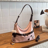 Korean Fashion Y2k Cute Bow Large Capacity Tote Bag Cool PU Leather Crossbody Bags Shoulder Bag Storage Bags Woman Bag