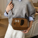 Autumn Cute Cartoon Puppy Pu Messenger Bag Niche Kwaii Dog Mini Shoulder Small Square Bag Purse Women Bags Crossbody Bag
