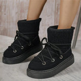 MQTIME  -  Ladies Short Tube Snow Boots Thick Bottom Low Heel Cross Strap Design Fabric Inner Warm Winter Daily Outdoor Women Ankle Boots