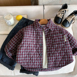 MQTIME  -  Kids Baby Boys Jacket Turn Down Collar Thicken Warm Toddler Boys Plaid Parkas New Winter Little Boys Outerwear Coat