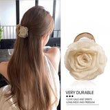 MQTIME  -  Elegant Rose Flower Hair Claw For Women Girls Sweet Hair Ornament Back Head Floral Hair Clip Hairpin Fashion Hair Accessories