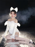 MQTIME  -   Dvotinst Women Photography Props Maternity Bodysuits Dress Headband Socks Pregnancy Studio Photo Shoot Photo Shooting Clothes