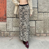  MQTIME  -  Spring and Summer Women's Clothing High Waist Hip Wrap One-step Skirt Zebra Print Split Skirt