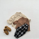  MQTIME  -  Autumn New Children Long Sleeve Shirts Cotton Girls Vintage Solid Coat Fashion Boys Casual Lapel Shirts Kids Clothes