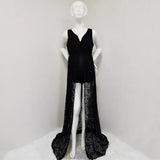  MQTIME  -  Clearance Maternity Bodysuit For Photography Props Sleeveless Lace Pregnant Woman Long Dress For Photo Shoot
