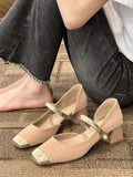 MQTIME  -  Summer Elegant Causal Sandal Women Basic Shallow Square Toe Pumps Office Lady Non Slip Vintage Shoes Korean Fsahion Comfort