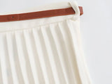  MQTIME  -  Women's Pleated Skirt High Waist Mini Skirt Women's Fashion Belt Short Skirt Casual Elegant Women's Skirt Summer