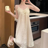 MQTIME  -  Loose Nightwear Suspender Nightdress Home Sleeveless Design Suitable For Home Suitable For Hotel All Seasons Wear