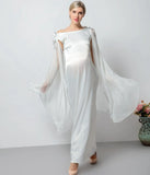  MQTIME  -  Chiffon Photography Dress Maternity Off Shoulder Maxi Dresses Pregnant Women Evening Dresses Photoshoots Button Summer Gowns