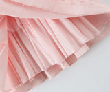 MQTIME  -  Sexy Pink 3D Bow Strap Tank Dress Women Slim Low Waist Spliced Lace Pleated Hem Ball Gown Sling Dresses Short Party Robe