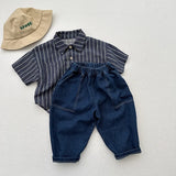  MQTIME  -  Autumn New Children Loose Denim Trousers Cotton Girls Solid Harem Pants Boys Casual Pants Kids Vintage Jeans Baby Clothes
