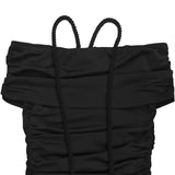 ﻿ MQTIME  -  Street Women Slash Neck Halter Ribbon Ruched Mini Dress 2025 Fall Evening Sexy Party Beach Vacation Dresses Vestidos