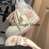 Mqtime New Japanese Casual Canvas Kawaii Pink Flat Women's Sneakers Platform Sports Shoes Vulcanize Running Lolita Tennis Fashion