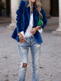 MQTIME  -  Outerwear For Women Long Sleeve Turn Down Collar Loungewear Jackets Solid Single Button Cardigan Coats Streetwear