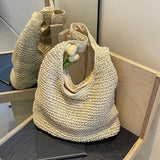 MQTIME  -  Weave Tote Bag Large Capacity Summer Beach Straw Handbag and Purse Female Bohemian Shoulder Bag for Women Ladies Travel Bag