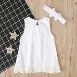 MQTIME  -  2Piece Sets Summer Toddler Girl Clothes Cute Bow Sleeveless Cotton Princess Dress+Bow Kids Dress Baby Newborn Items