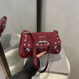 MQTIME  -  Retro Korean Y2K Harajuku Style Niche Rivets Underarm Bag Tote Bags Lipstick Wallet Storage Bag Women's Bags Purses Handbags