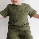  MQTIME  -  Summer New Boys And Girls Daily Casual Soft Suit 100% Cotton Children's Round Neck Short Sleeve T-Shirt + Loose Shorts 2pcs Sets