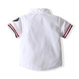 MQTIME  -  Summer Toddler Boy Outfits Kids Clothes Korean Fashion Stripe Short Sleeve Cotton Baby Tops+Hole Shorts Children's Sets BC1065