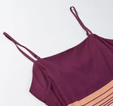  MQTIME  -  Sexy Color Block Striped Sling Maxi Dress Women Spaghetti Strap High Split Slim Long Dresses Summer New Lady Holiday Robes