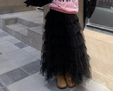 MQTIME  -  Polka Layered Mesh Cake Skirt for Women's Autumn and Winter New High Waisted A-line Fluffy Half Skirt
