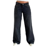 MQTIME  -  Y2K Baggy Jeans for Women Trendy Low Rise Casual Straight Leg Boyfriend Jeans Denim Pants with Pocket Streetwear