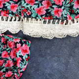 MQTIME  -  Baby Costume Girl Dresses Newborn Baby Girl Flower Cotton Printed Fabric Suspender Bib Set For Birthday Photography